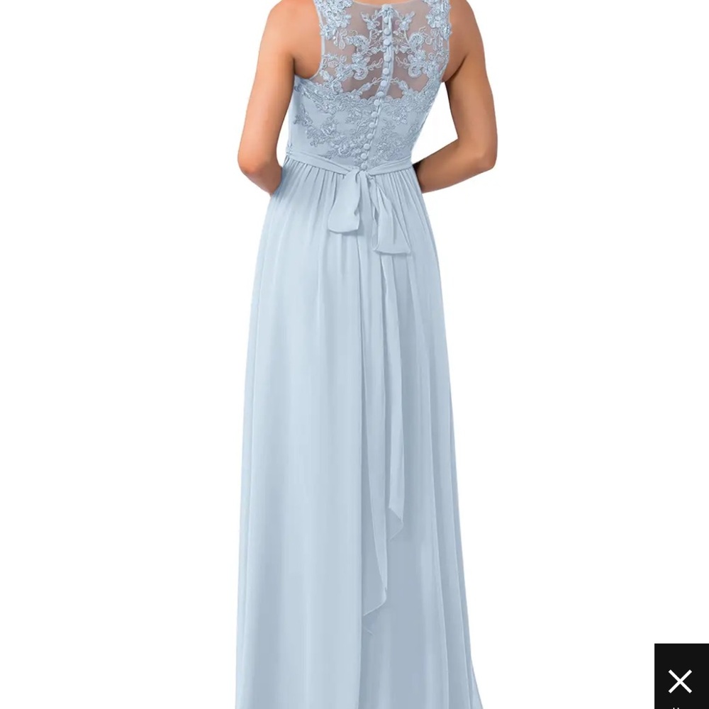 NWT Azazie Kingsley Dress in Chiffon Mist - Picture 2 of 7